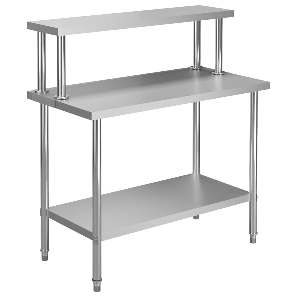 Virtuves Darba Galds Ar Plauktu, 120X60X120 Cm, Tērauds