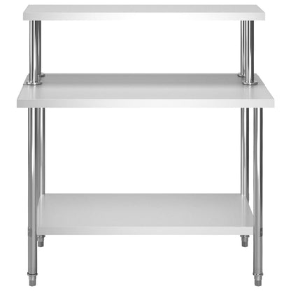 Virtuves Darba Galds Ar Plauktu, 120X60X120 Cm, Tērauds