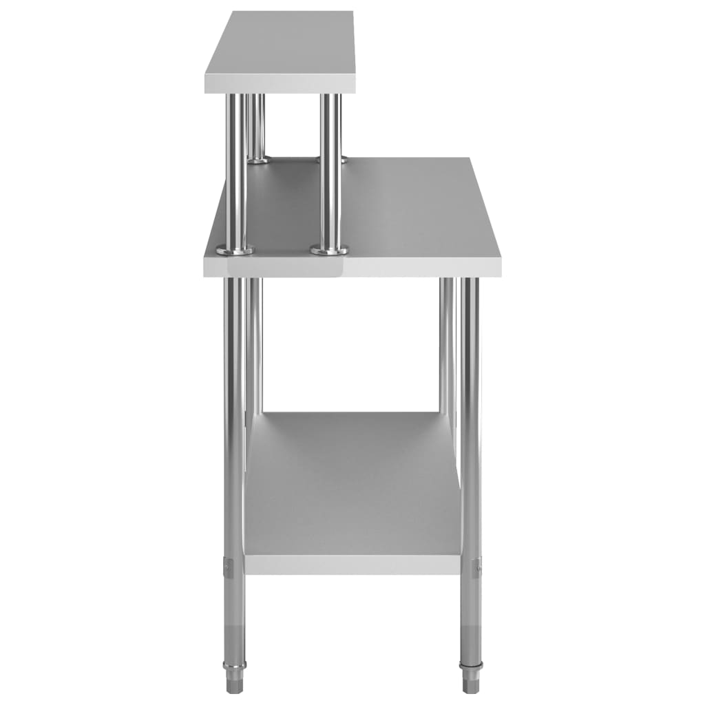 Virtuves Darba Galds Ar Plauktu, 120X60X120 Cm, Tērauds