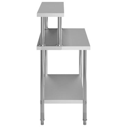 Virtuves Darba Galds Ar Plauktu, 120X60X120 Cm, Tērauds