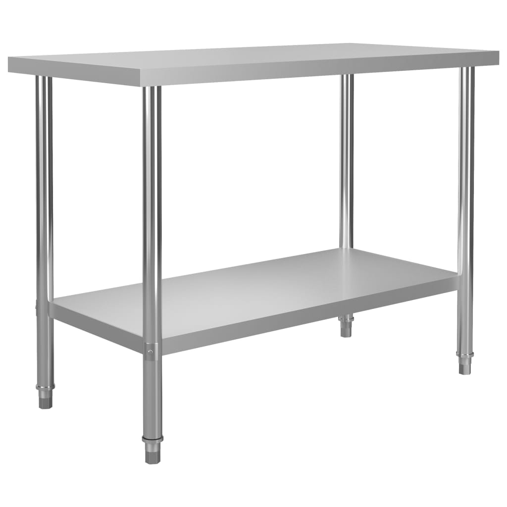Virtuves Darba Galds Ar Plauktu, 120X60X120 Cm, Tērauds