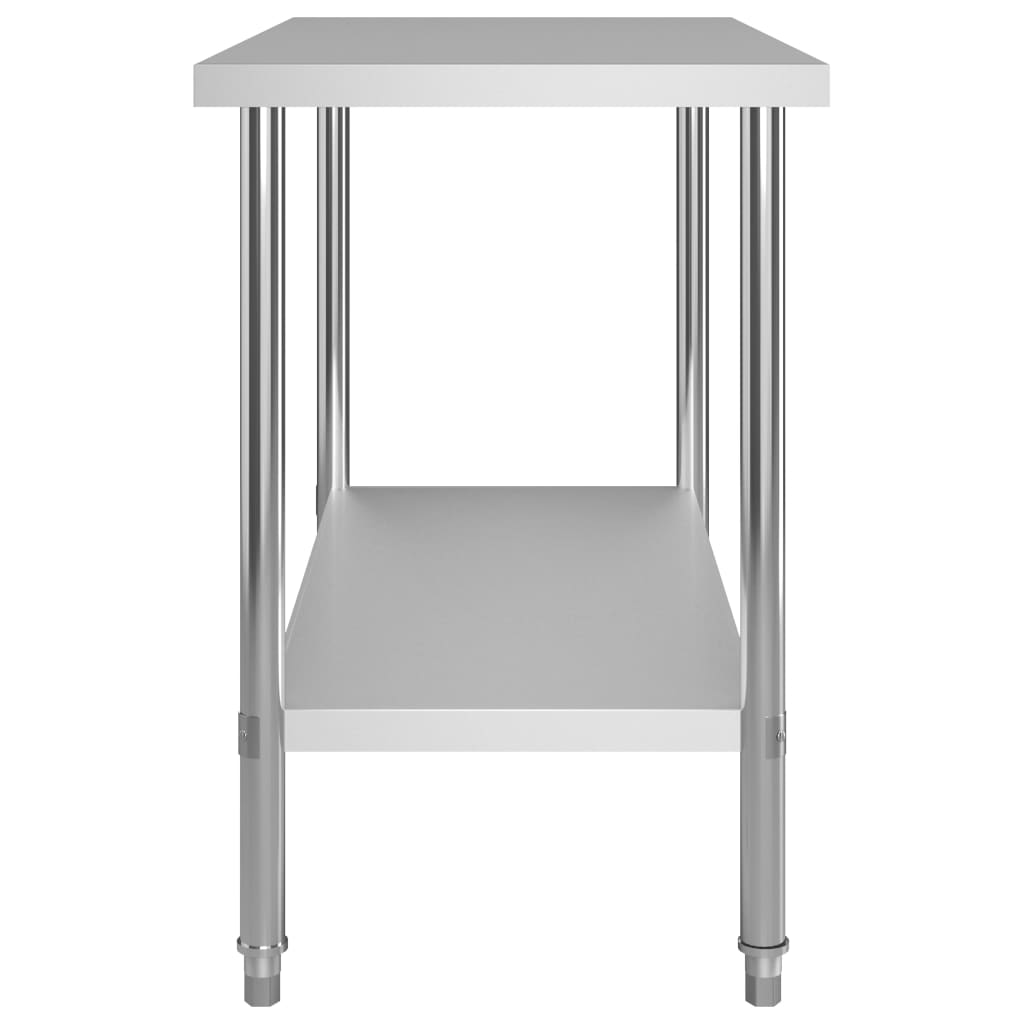 Virtuves Darba Galds Ar Plauktu, 120X60X120 Cm, Tērauds