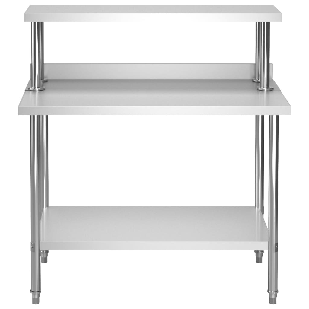 Virtuves Darba Galds Ar Plauktu, 120X60X120 Cm, Tērauds