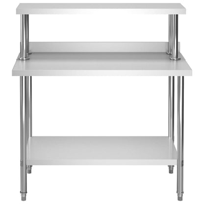 Virtuves Darba Galds Ar Plauktu, 120X60X120 Cm, Tērauds