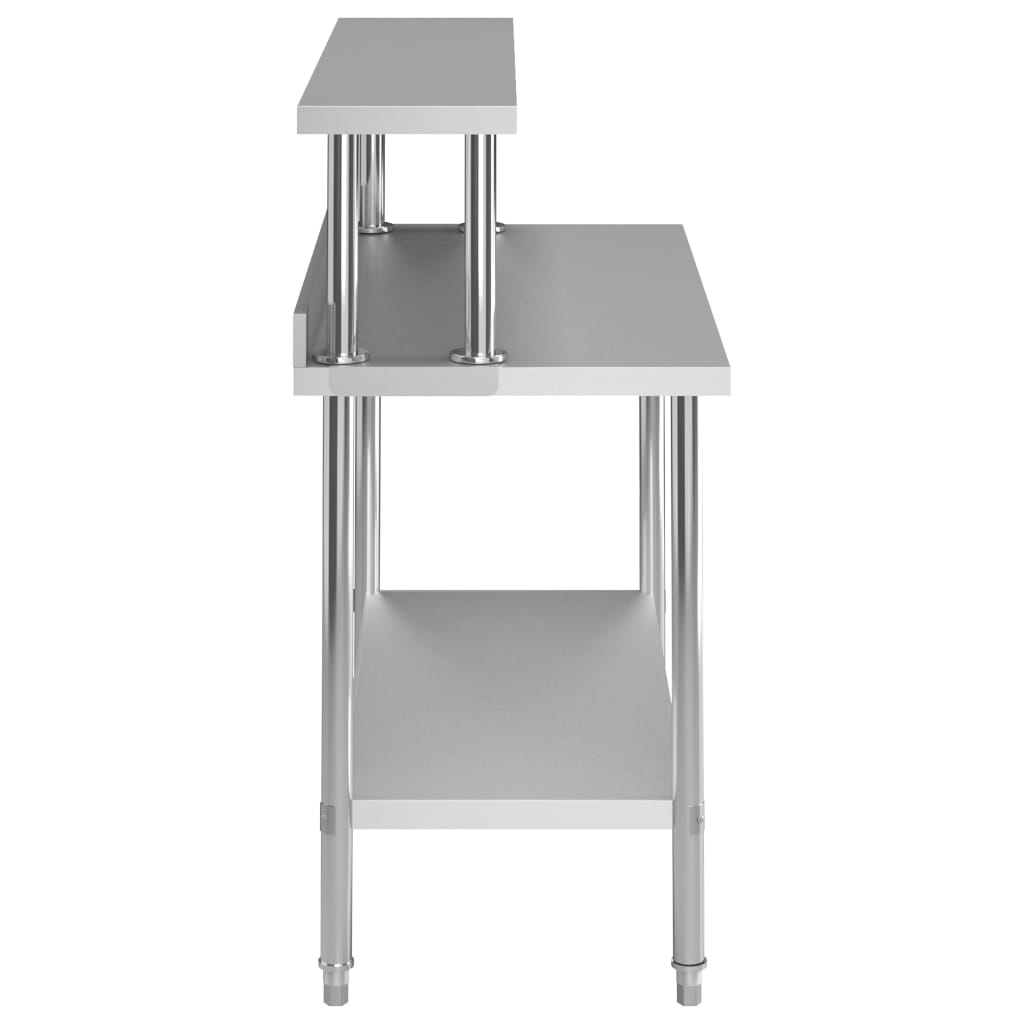 Virtuves Darba Galds Ar Plauktu, 120X60X120 Cm, Tērauds