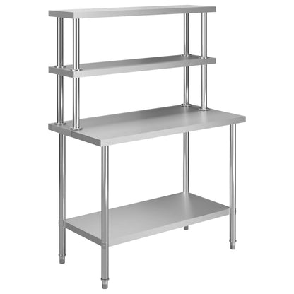 Virtuves Darba Galds Ar Plauktu, 120X60X150 Cm, Tērauds