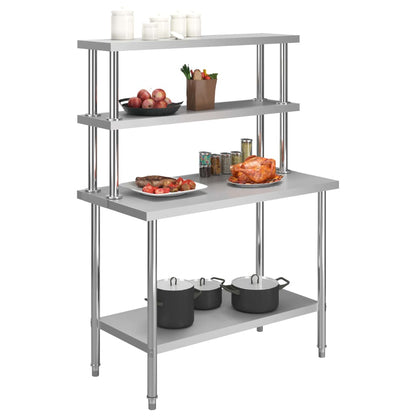 Virtuves Darba Galds Ar Plauktu, 120X60X150 Cm, Tērauds
