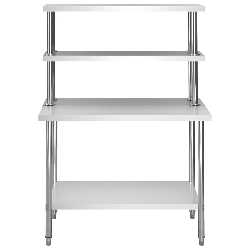 Virtuves Darba Galds Ar Plauktu, 120X60X150 Cm, Tērauds