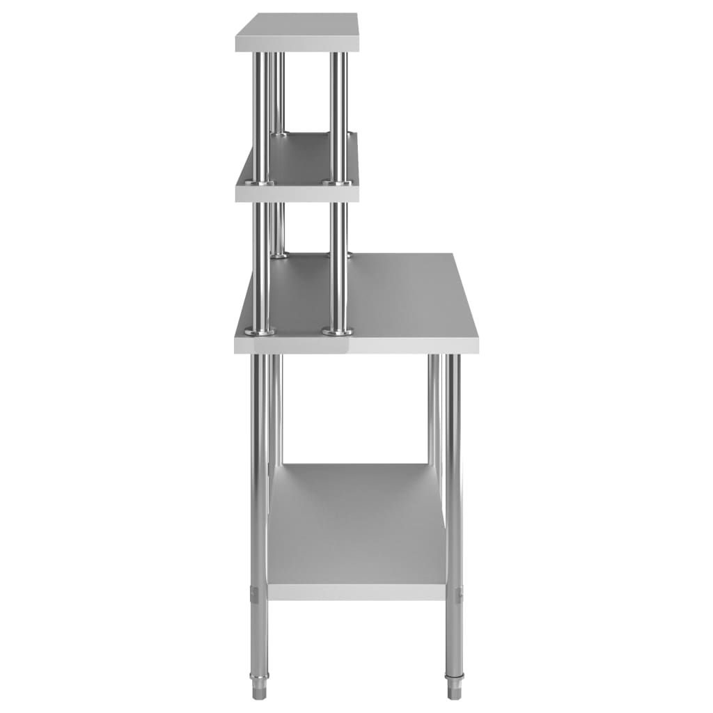 Virtuves Darba Galds Ar Plauktu, 120X60X150 Cm, Tērauds