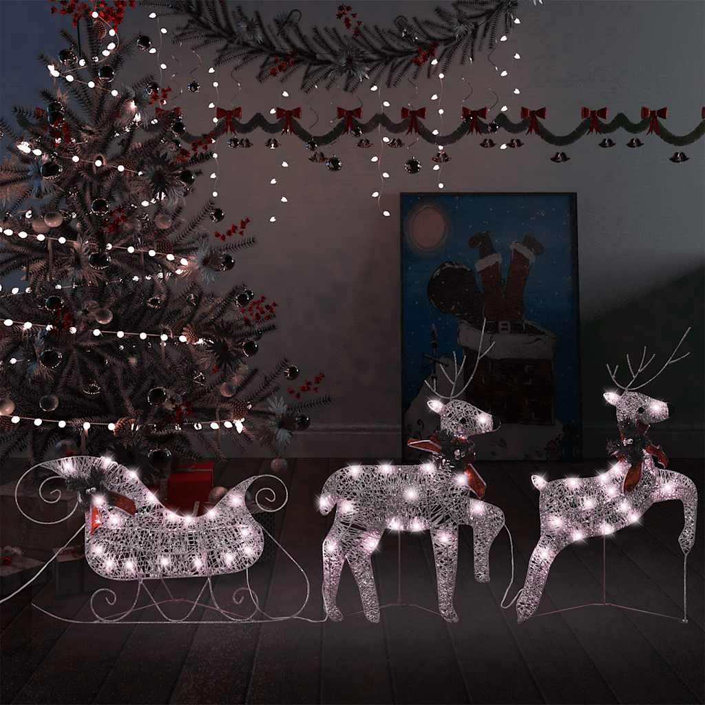 Ziemassvētku Dekorācija, Ziemeļbrieži Un Kamanas, 100 Led