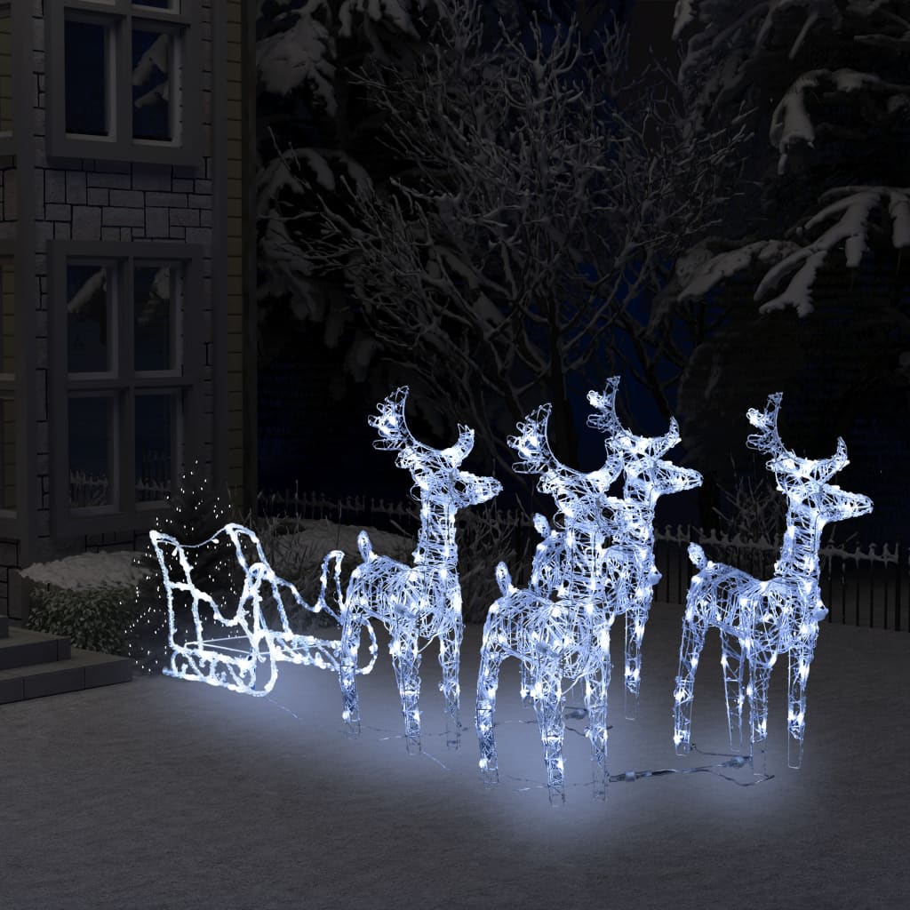 Ziemassvētku Dekorācija, Ziemeļbrieži, Kamanas, 160 Led, 130 Cm