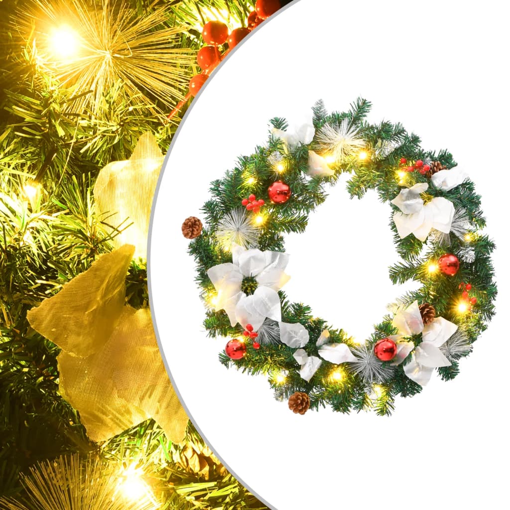 Ziemassvētku Vainags Ar Led Lampiņām, Melns, 60 Cm, Pvc