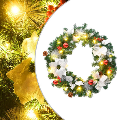 Ziemassvētku Vainags Ar Led Lampiņām, Melns, 60 Cm, Pvc