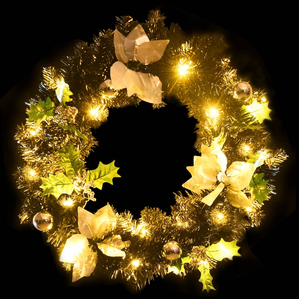 Ziemassvētku Vainags Ar Led Lampiņām, Melns, 60 Cm, Pvc