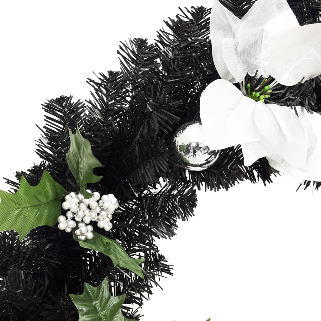 Ziemassvētku Vainags Ar Led Lampiņām, Melns, 60 Cm, Pvc