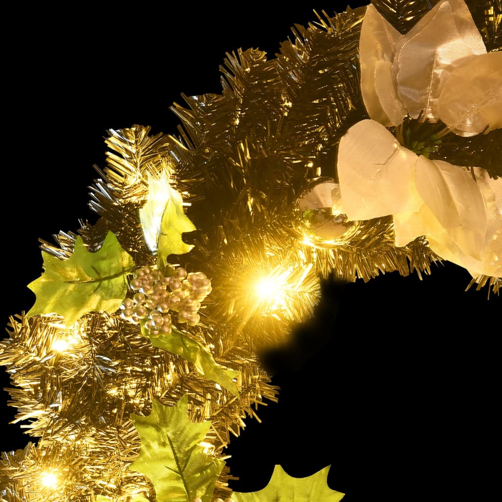 Ziemassvētku Vainags Ar Led Lampiņām, Melns, 60 Cm, Pvc