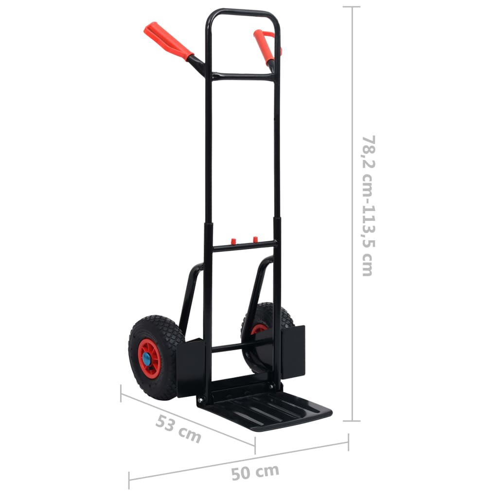 Teleskopiski Rokas Ratiņi, 200 Kg, Melni Ar Sarkanu