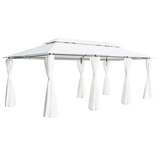 Dārza Nojume Ar Aizkariem, 600X298X270 Cm, Balta, 180G/M²