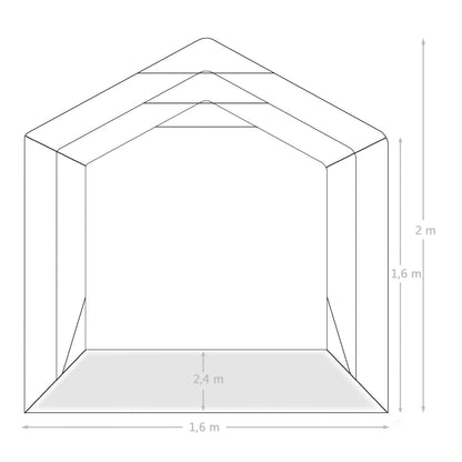 Garāžas Telts, Pvc, 1,6X2,4 M, Zaļa