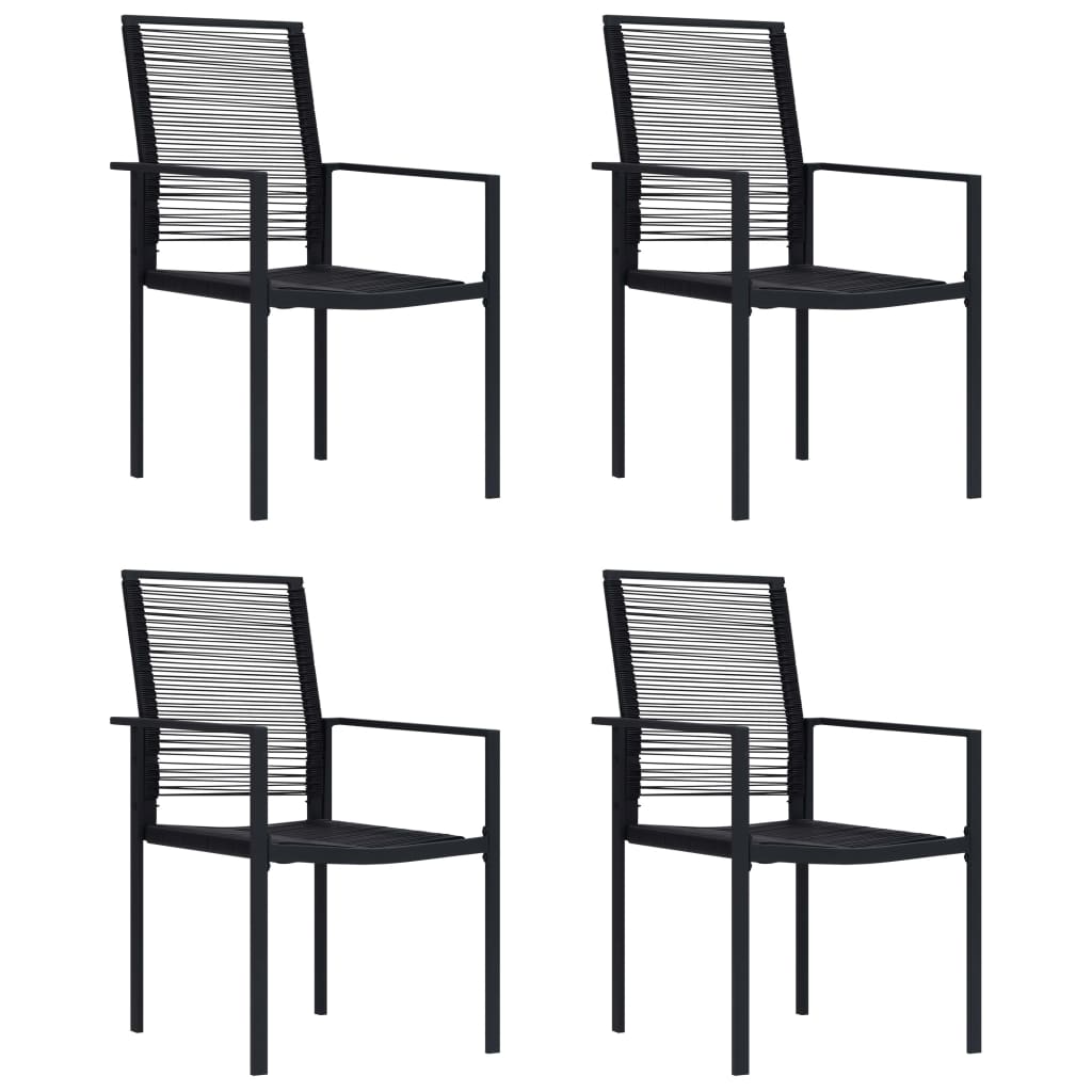 Dārza Krēsli, 4 Gab., Melna Pvc Rotangpalma