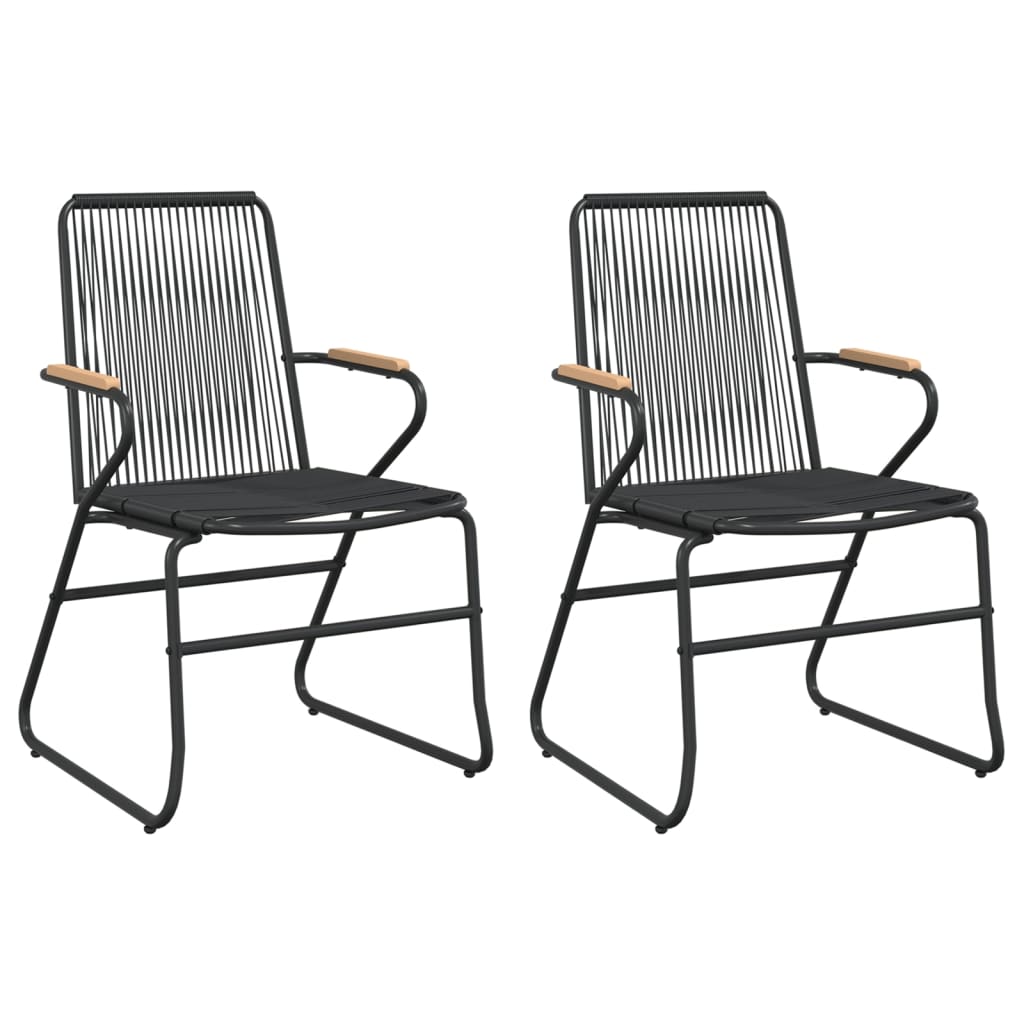 Dārza Krēsli, 2 Gab., Pvc Rotangpalma, 58X59X85,5 Cm, Melni