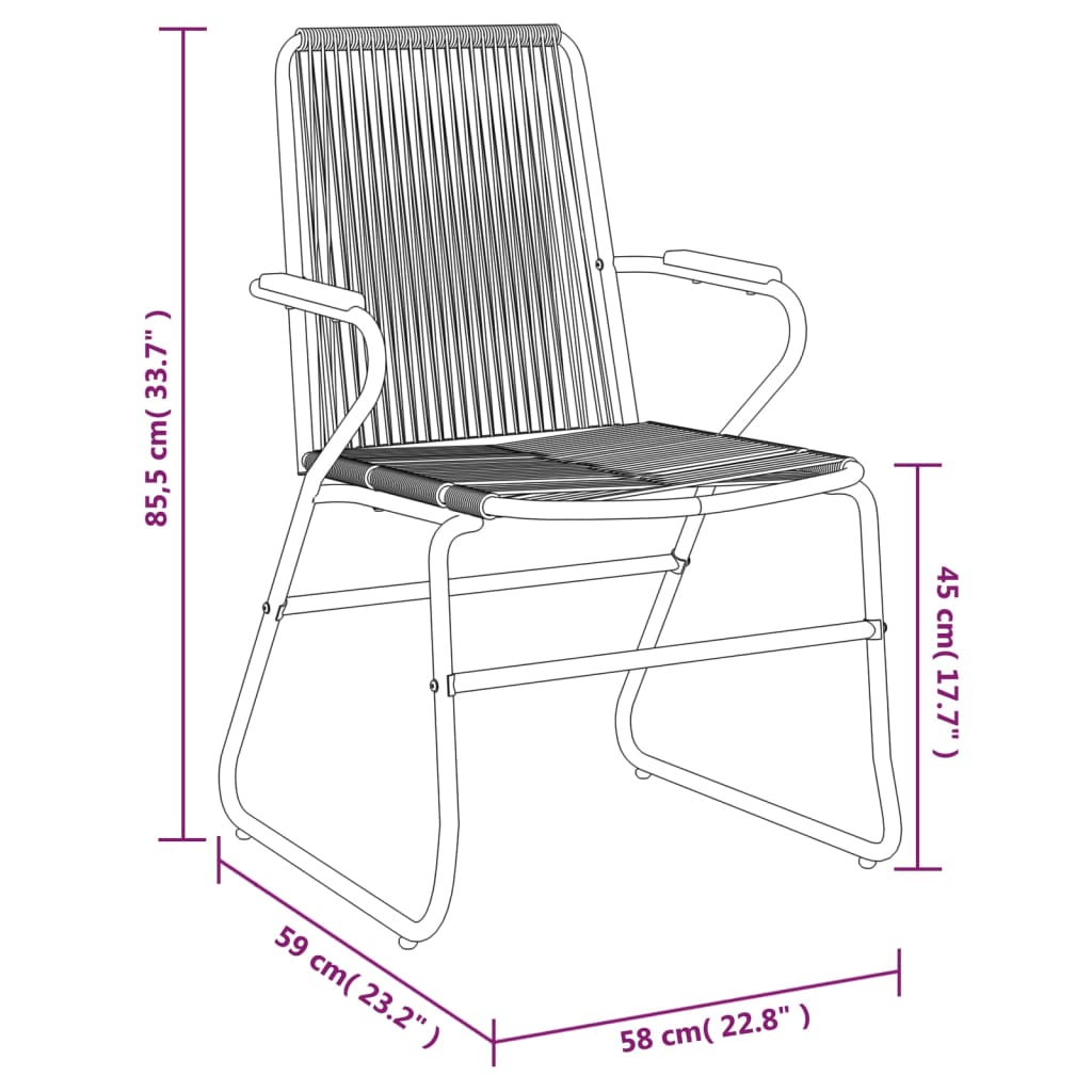 Dārza Krēsli, 2 Gab., Pvc Rotangpalma, 58X59X85,5 Cm, Melni