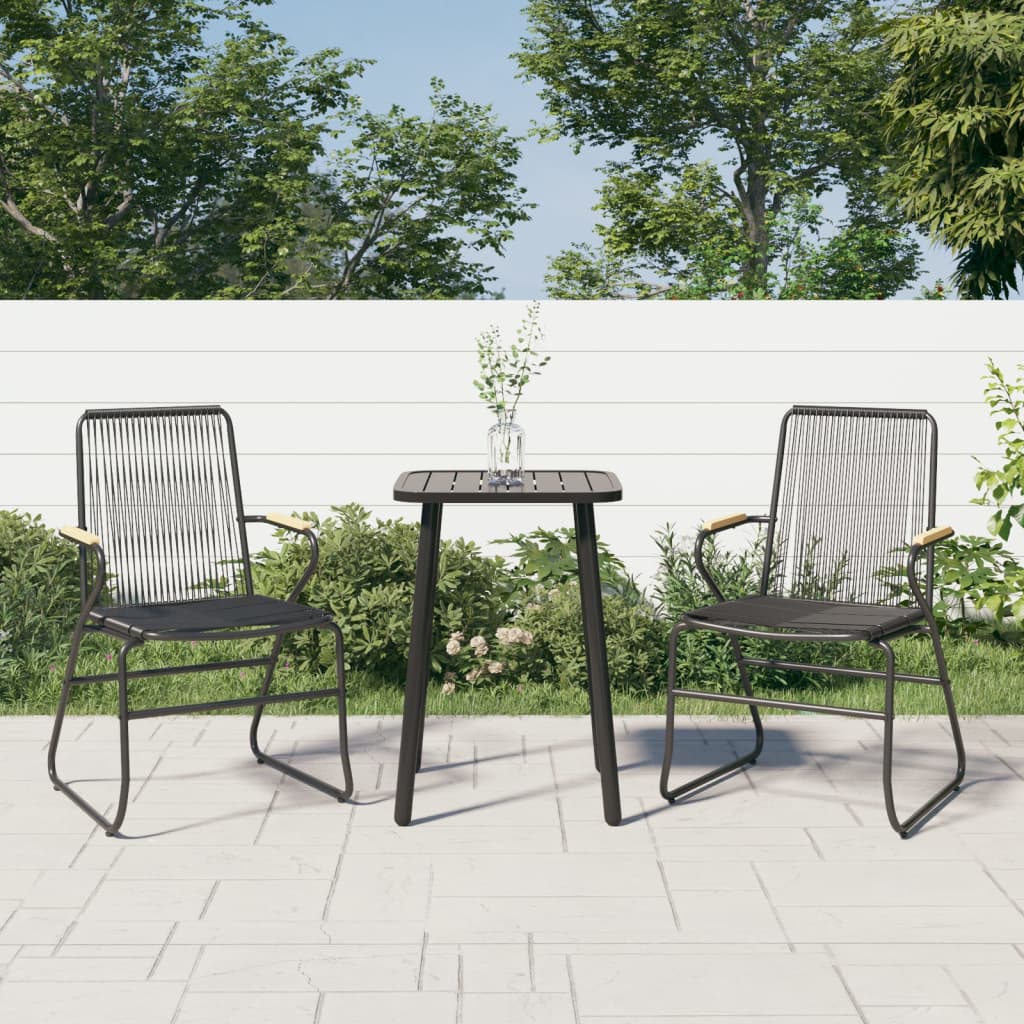 Dārza Krēsli, 2 Gab., Pvc Rotangpalma, 58X59X85,5 Cm, Melni
