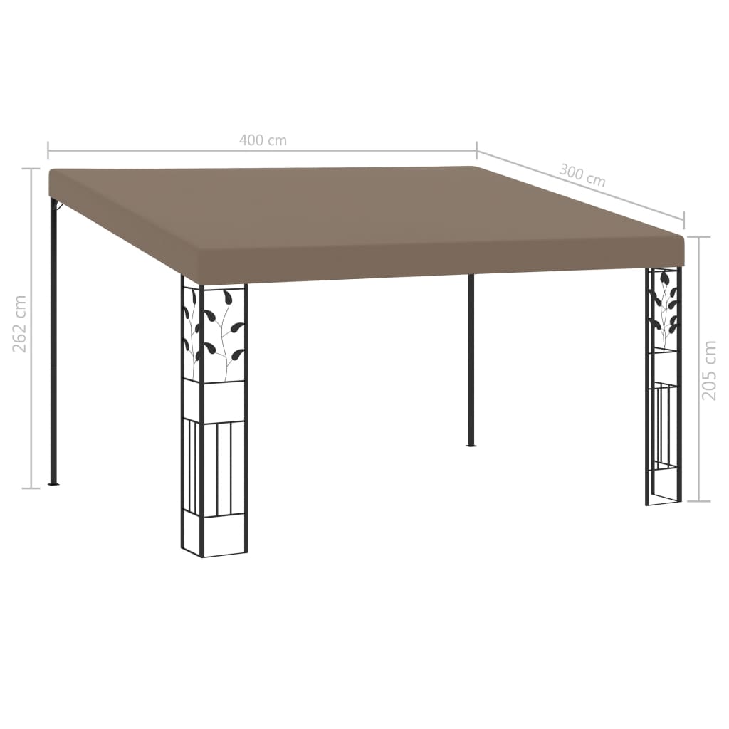 Dārza Nojume, Stiprināma Pie Sienas, 4X3X2,5 M, Pelēkbrūna