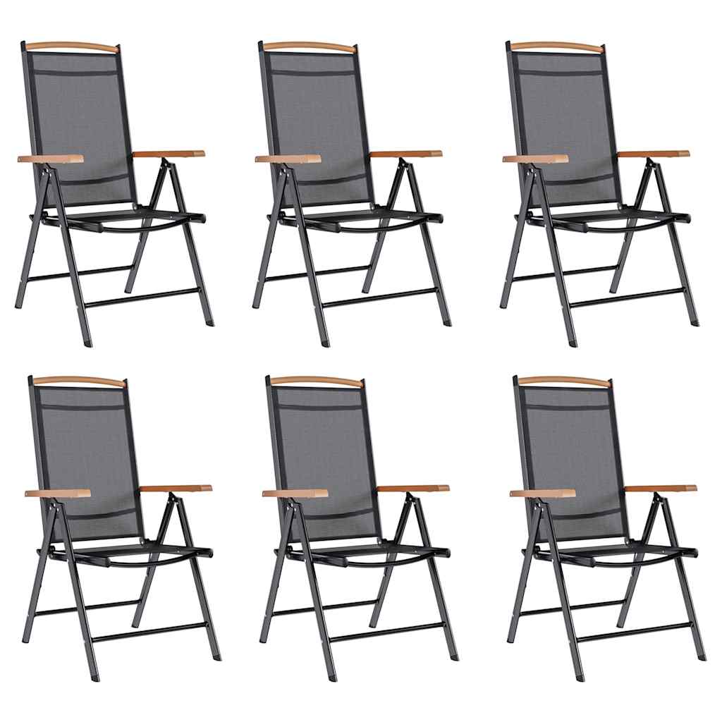 Saliekamie Krēsli, 6 Gab., Tekstilēns, Melni