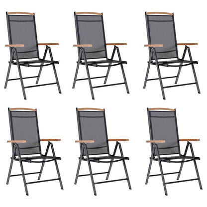 Saliekamie Krēsli, 6 Gab., Tekstilēns, Melni