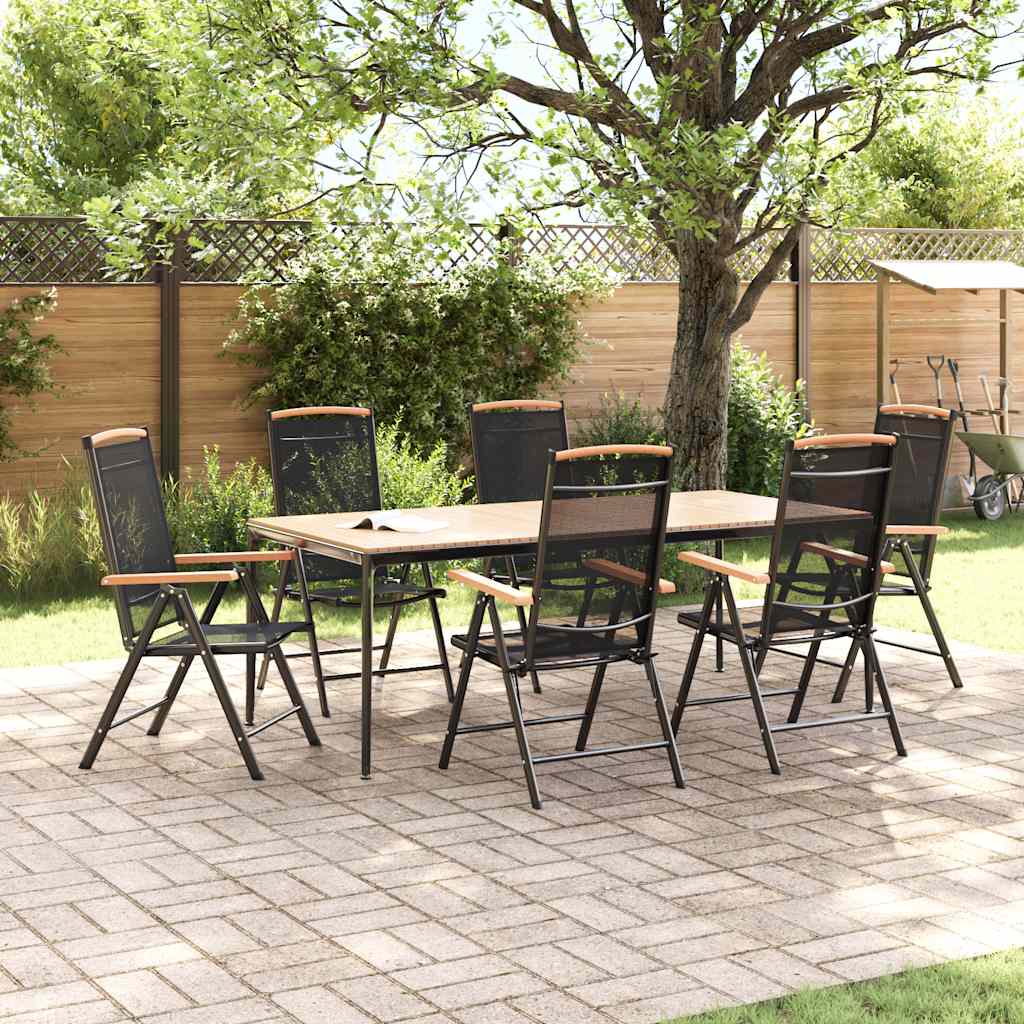 Saliekamie Krēsli, 6 Gab., Tekstilēns, Melni