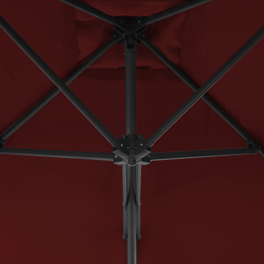 Dārza Saulessargs Ar Tērauda Kātu, 300X230 Cm, Vīnsarkans