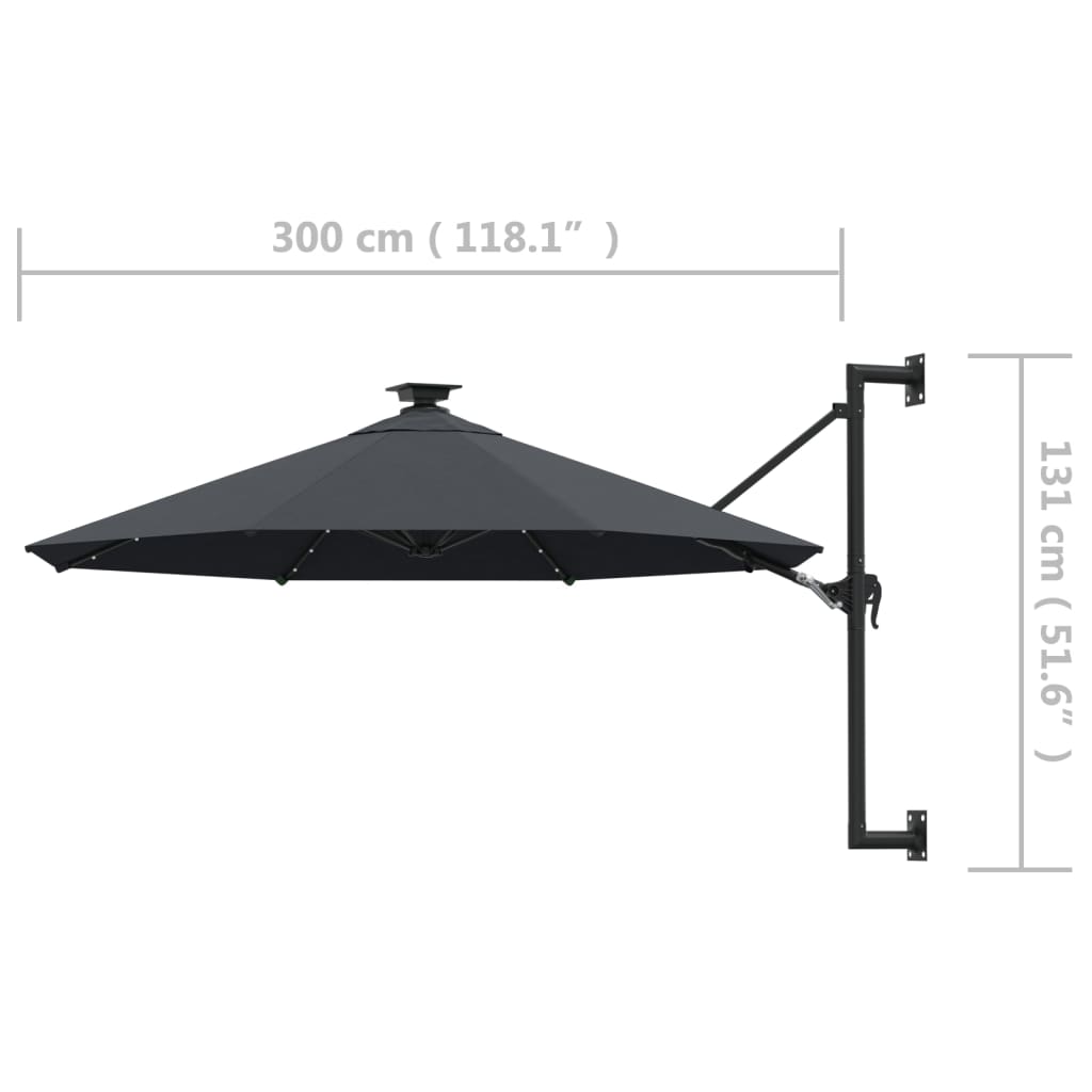 Saulessargs Ar Metāla Kātu Un Led, Antracītpelēks, 300 Cm