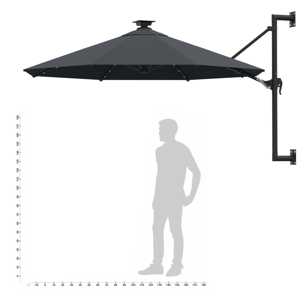 Saulessargs Ar Metāla Kātu Un Led, Antracītpelēks, 300 Cm