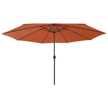 Dārza Saulessargs Ar Led Gaismām Un Metāla Kātu, 400 Cm, Melns