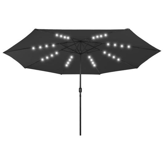 Dārza Saulessargs Ar Led Gaismām Un Metāla Kātu, 400 Cm, Melns