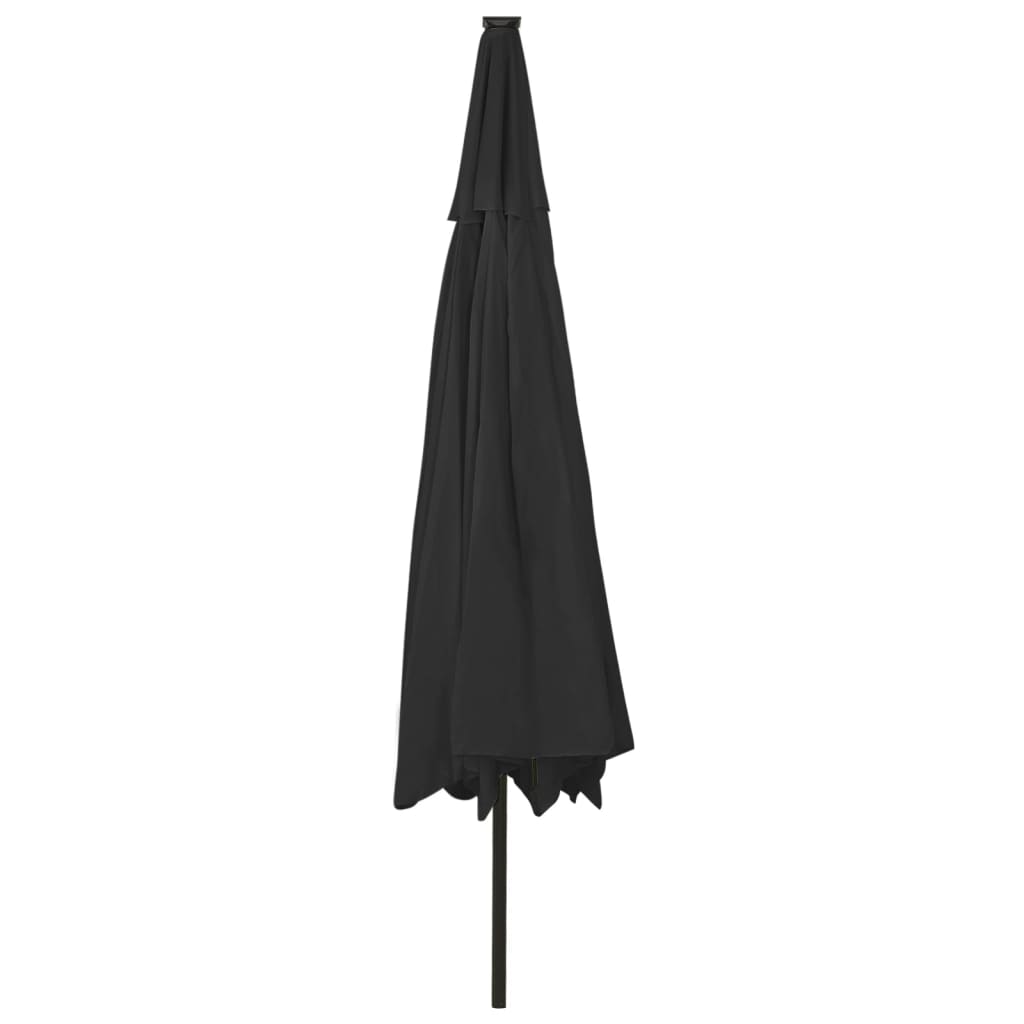 Dārza Saulessargs Ar Led Gaismām Un Metāla Kātu, 400 Cm, Melns