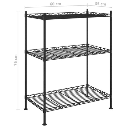 3 Līmeņu Glabāšanas Plaukts, , Melns, 150 Kg