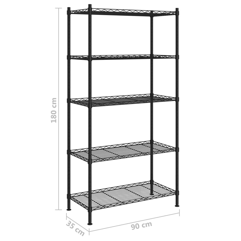5 Līmeņu Plaukts, , Melns, 250 Kg