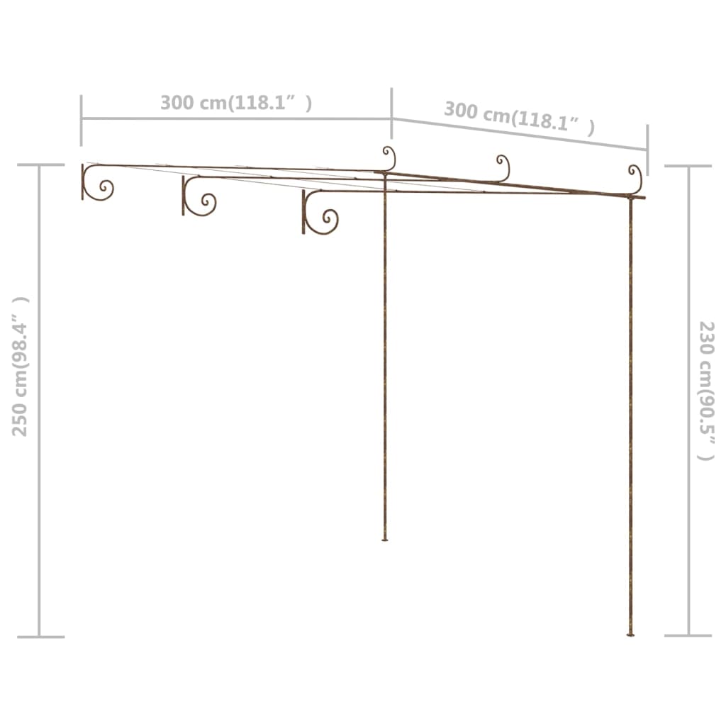 Dārza Paviljons, 3X3X2,5 M, Antīki Brūna Dzelzs