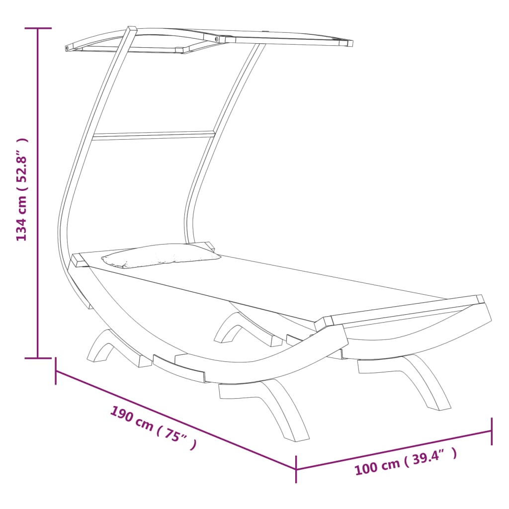 Āra Gulta Ar Jumtu, 100X190X134Cm, Liekts Masīvkoks, S