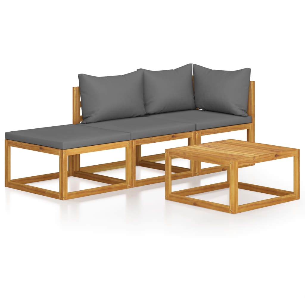 4-Daļīgs Dārza Atpūtas Mēbeļu Komplekts Ar Matračiem, Akācija