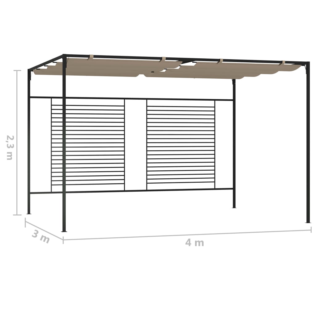 Dārza Nojume Ar Izvelkamu Jumtu, 3X4X2,3 M, Brūna, 180 G/M²