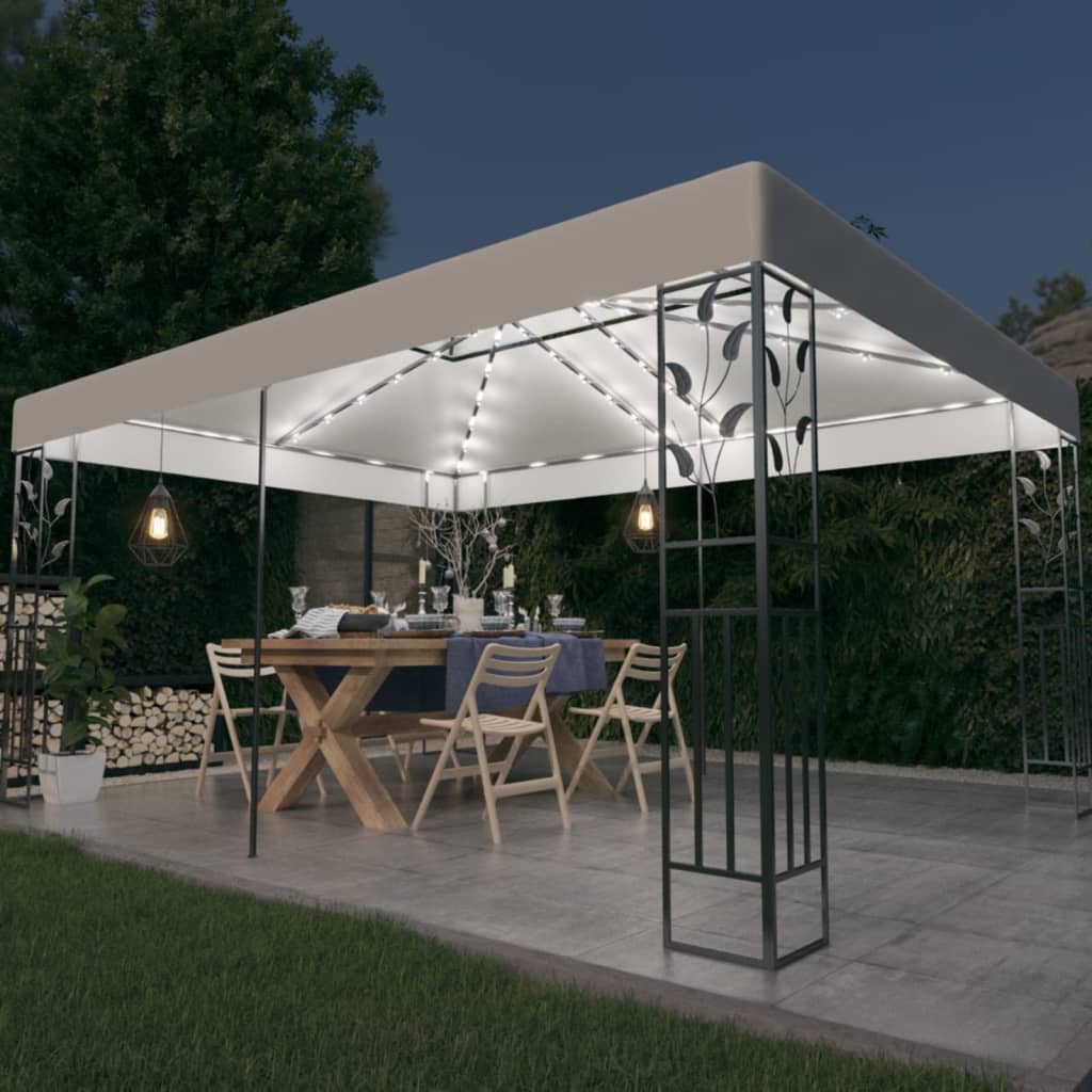 Dārza Nojume Ar Dubulto Jumtu Un Led Lampiņām, 3X4 M,