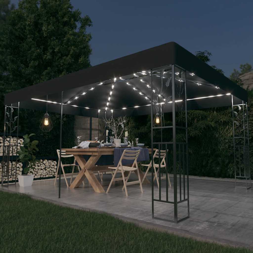 Dārza Nojume Ar Dubulto Jumtu Un Led Lampiņām, 3X4 M,