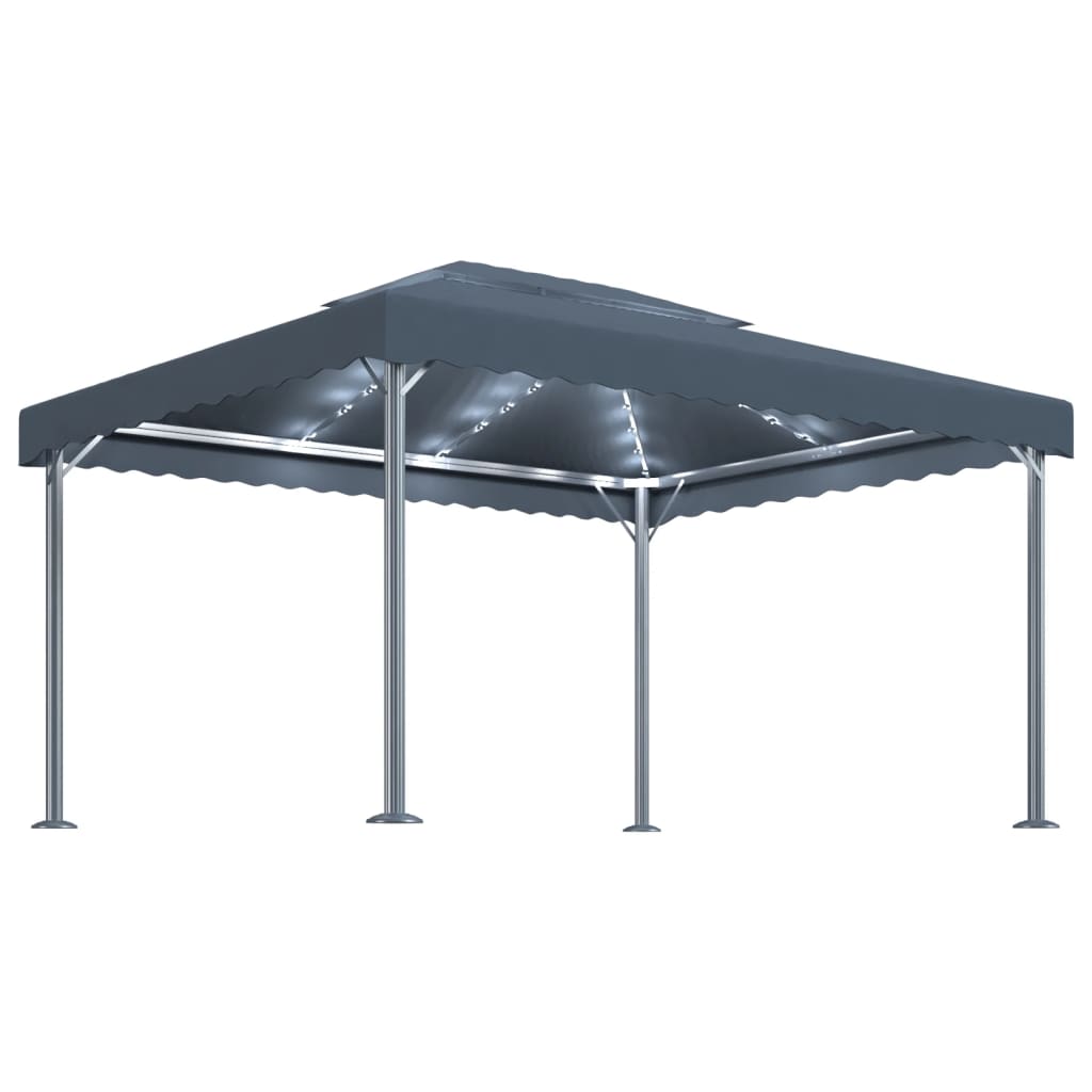 Dārza Nojume Ar Led Lampiņām, 400X300 Cm, Pelēka, Alumīnijs