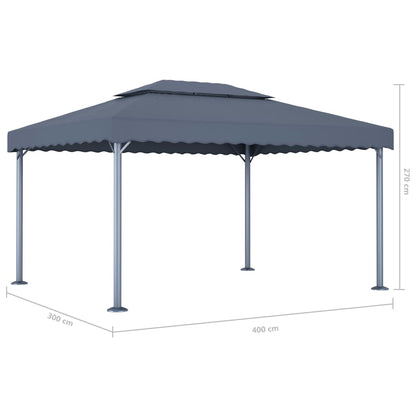 Dārza Nojume Ar Led Lampiņām, 400X300 Cm, Pelēka, Alumīnijs