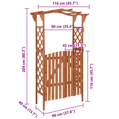 Pergola Ar Vārtiem, 116X40X204 Cm, Egles Masīvkoks