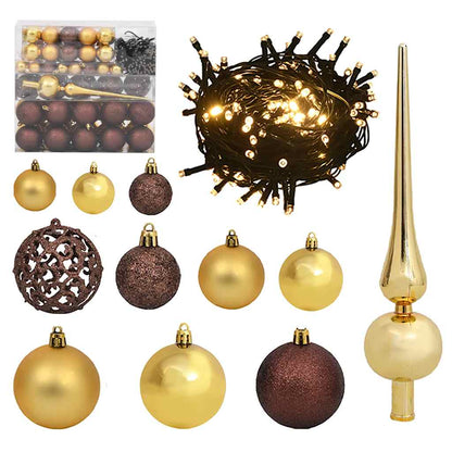 Ziemassvētku Bumbu Komplekts, 60 Gab., 150 Led, Zeltaini Rozā