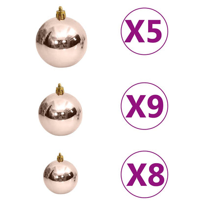 Ziemassvētku Bumbu Komplekts, 60 Gab., 150 Led, Zeltaini Rozā